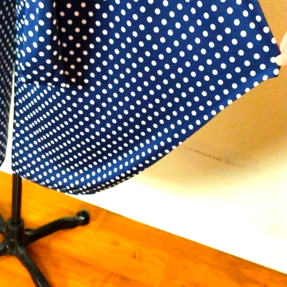 MSK Navy Blue and white polka dot jumpsuit with asymmetrical legs - Picture 4 of 14